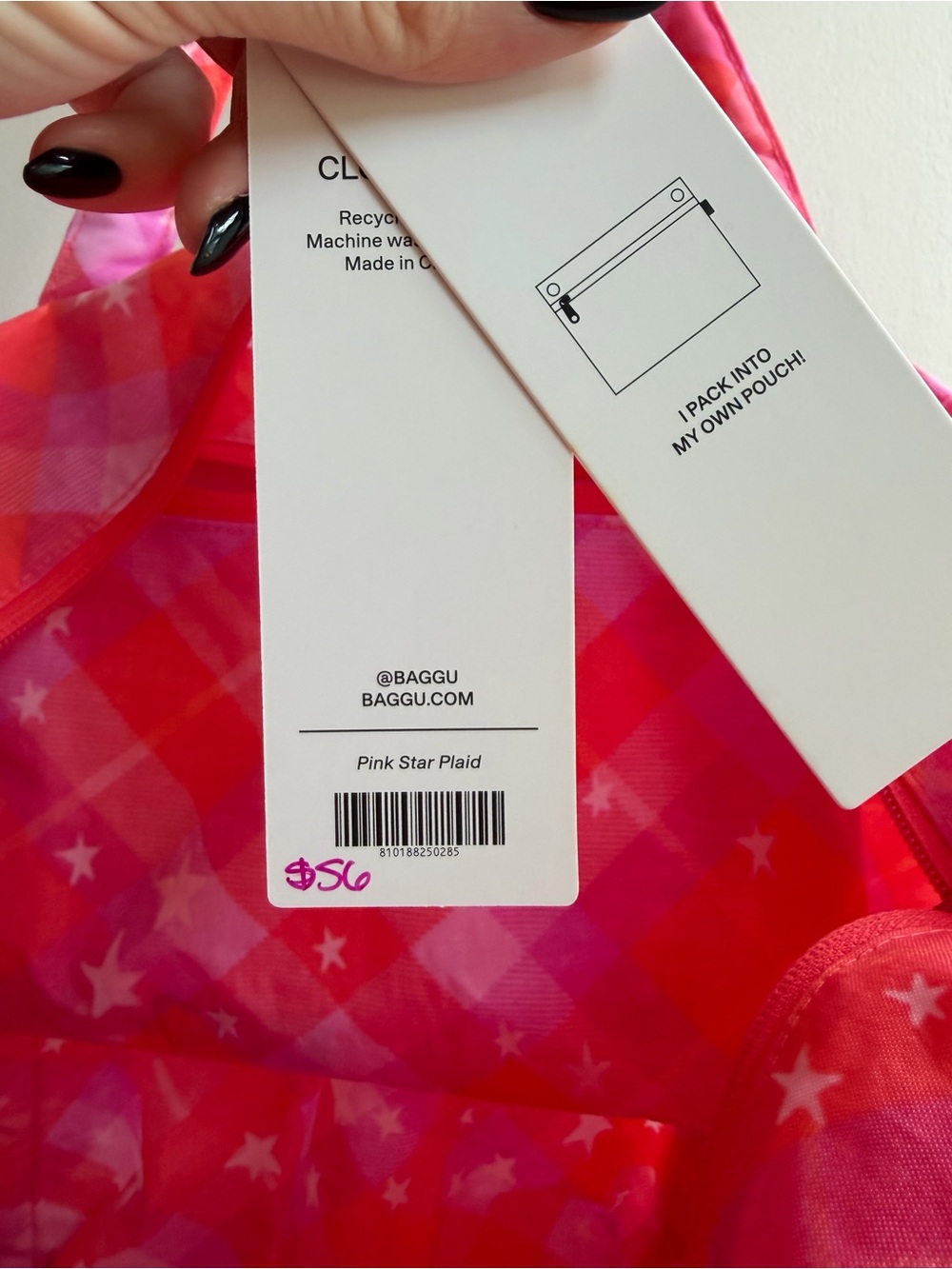 BAGGU Pink Star Plaid Cloud Bag - Picture 5 of 5